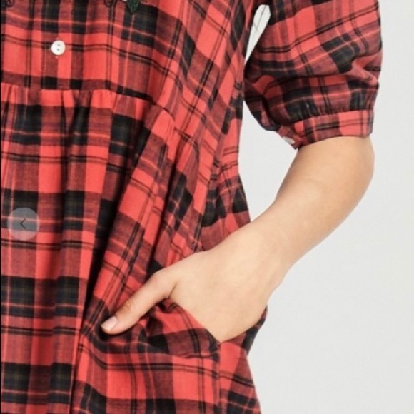 CLEARANCE- Oddi Embroidered Plaid Dress - Picture 3 of 3